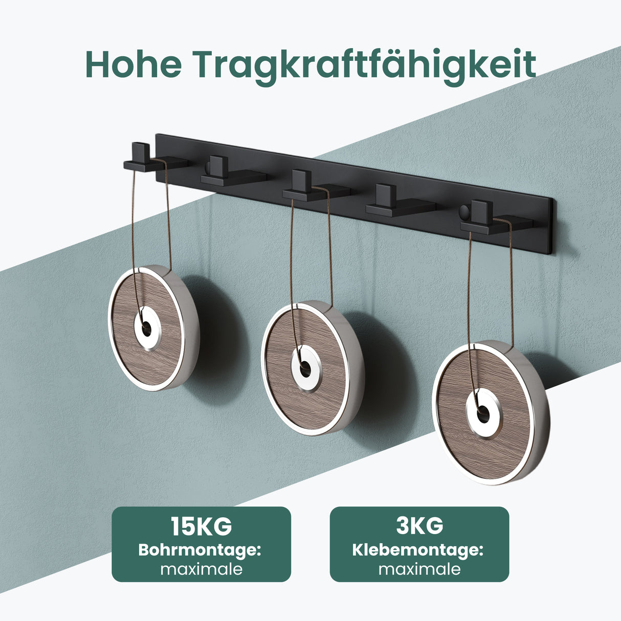 glasvilla Appendiabiti da Parete in Acciaio Inossidabile 304, Attaccapanni da Muro per Camera da Letto, Ingresso, Cucina, Stalo-06+Stalo-07