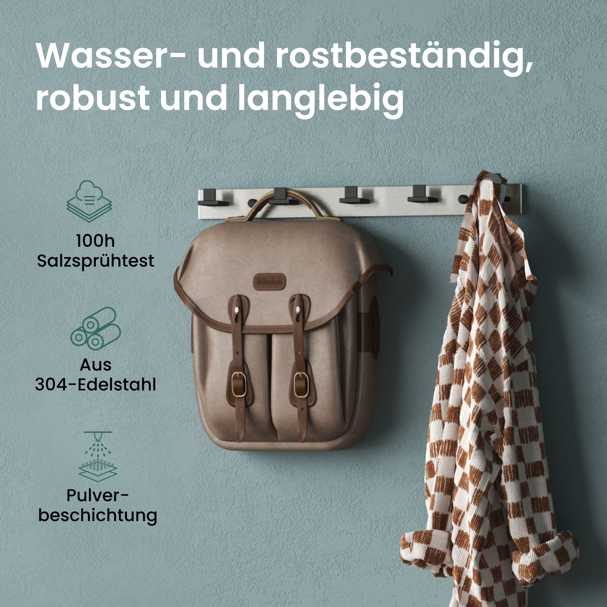 glasvilla Appendiabiti da Parete in Acciaio Inossidabile 304, Attaccapanni da Muro per Camera da Letto, Ingresso, Cucina, Stalo-06+Stalo-07