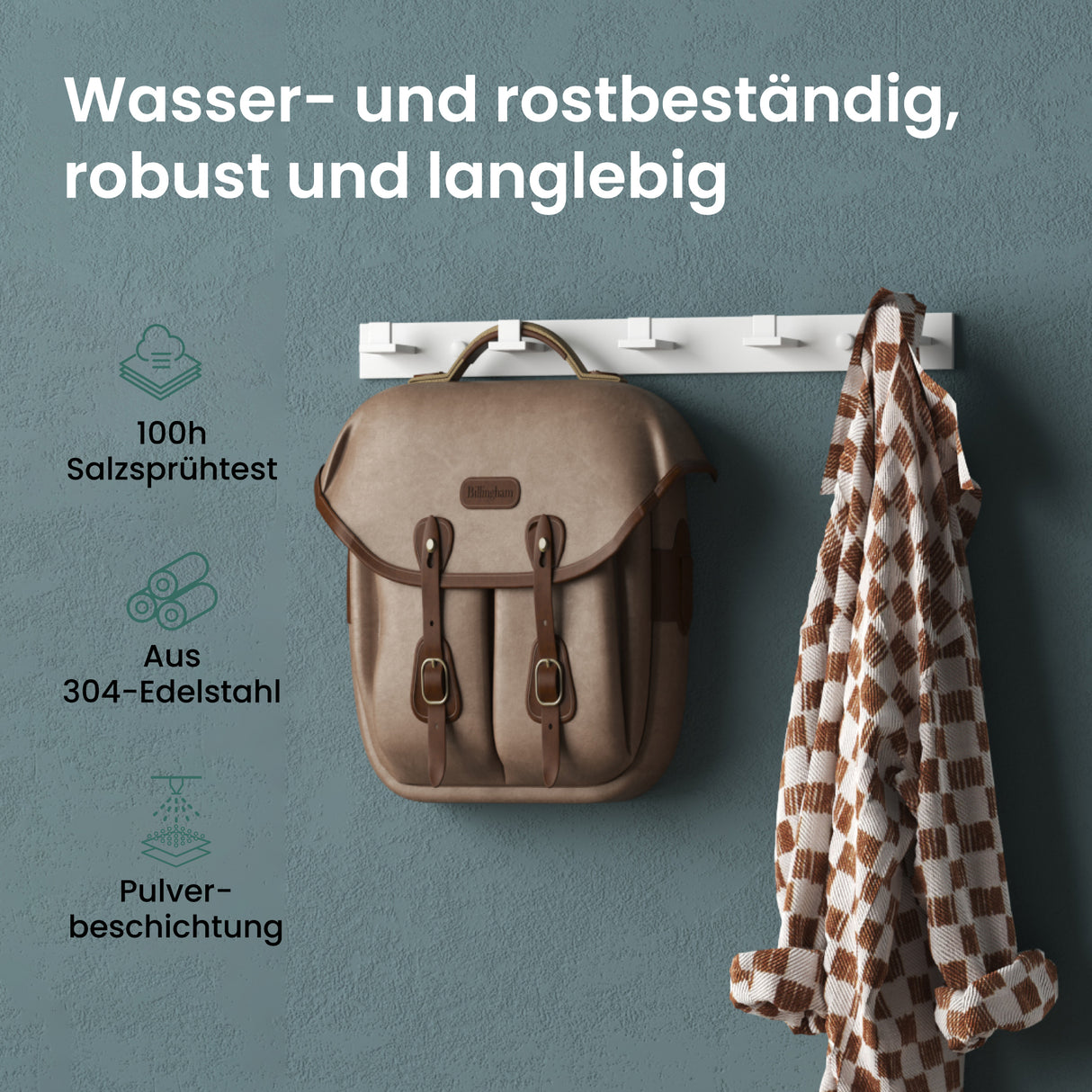 glasvilla Appendiabiti da Parete in Acciaio Inossidabile 304, Attaccapanni da Muro per Camera da Letto, Ingresso, Cucina, Stalo-06+Stalo-07