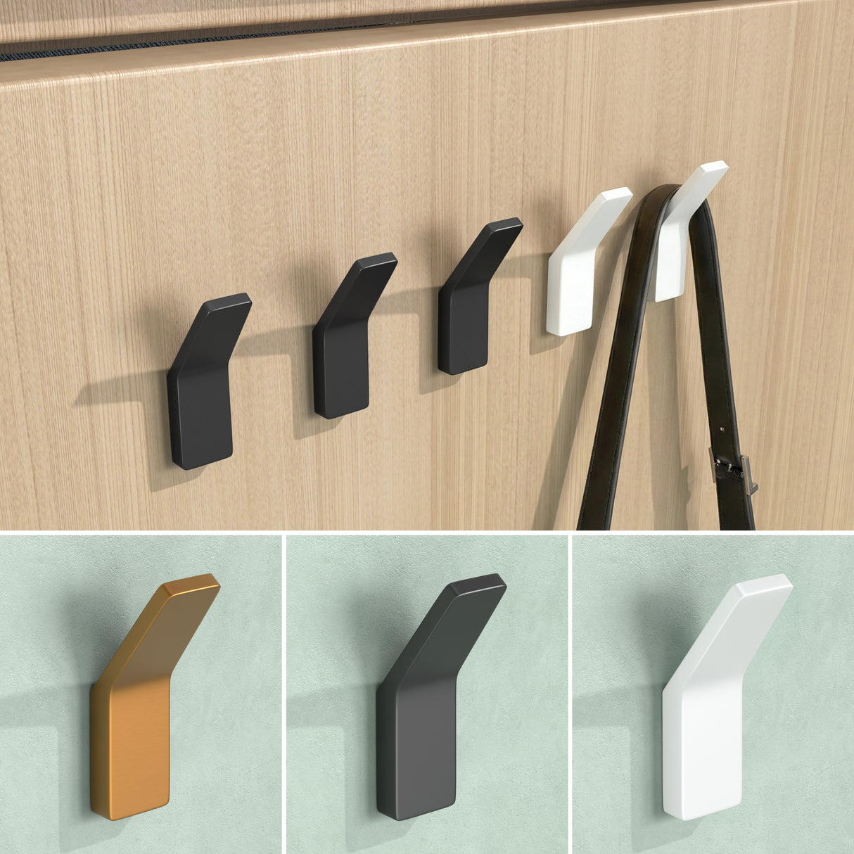 glasvilla Kleiderhaken Garderobenhaken 4 Stück, Wandhaken zum Bohren oder Kleben für Schlafzimmer, Badezimmer, Kleiderschrank, Wohnzimmer Stalo-13