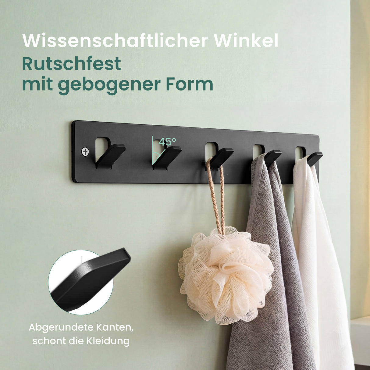glasvilla Kleiderhaken ohne Bohren Wandgarderobe Wandhaken mit 5 Haken Garderobenleiste Garderobenhaken Stalo-14