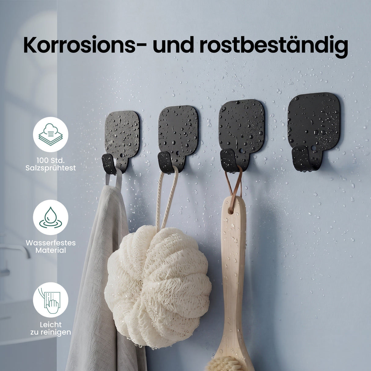 glasvilla Kleiderhaken 4 Stück, Garderobenhaken ohne bohren aus Aluminiumlegierung, Wandhaken Stalo-15