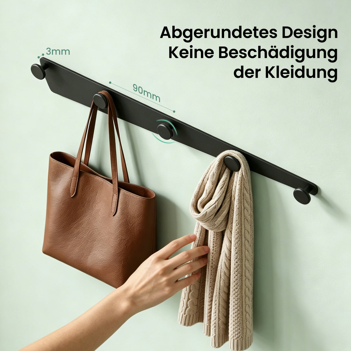 glasvilla Garderobenhaken zum Bohren oder Kleben, Kleiderhaken aus Aluminiumlegierung, Garderobenleiste mit 5 Haken, Hakenleiste Stalo-18