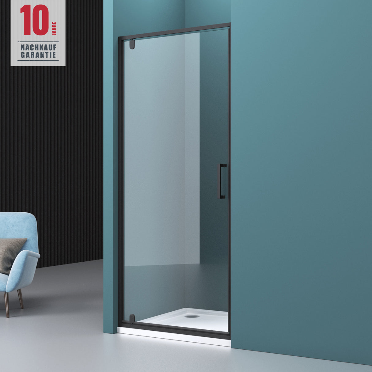 glasvilla Box Doccia a Nicchia in Vetro Trasparente 8mm Box Doccia con Porta Girevole Cabina Doccia in Vetro di Sicurezza ESG con Rivestimento Nano Teramo61K