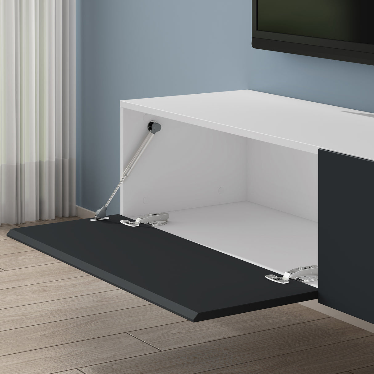 Table TV glasvilla Meuble TV Meuble TV Poignée dissimulée avec fermeture en douceur Meuble mural bas pour salon Meuble TV02