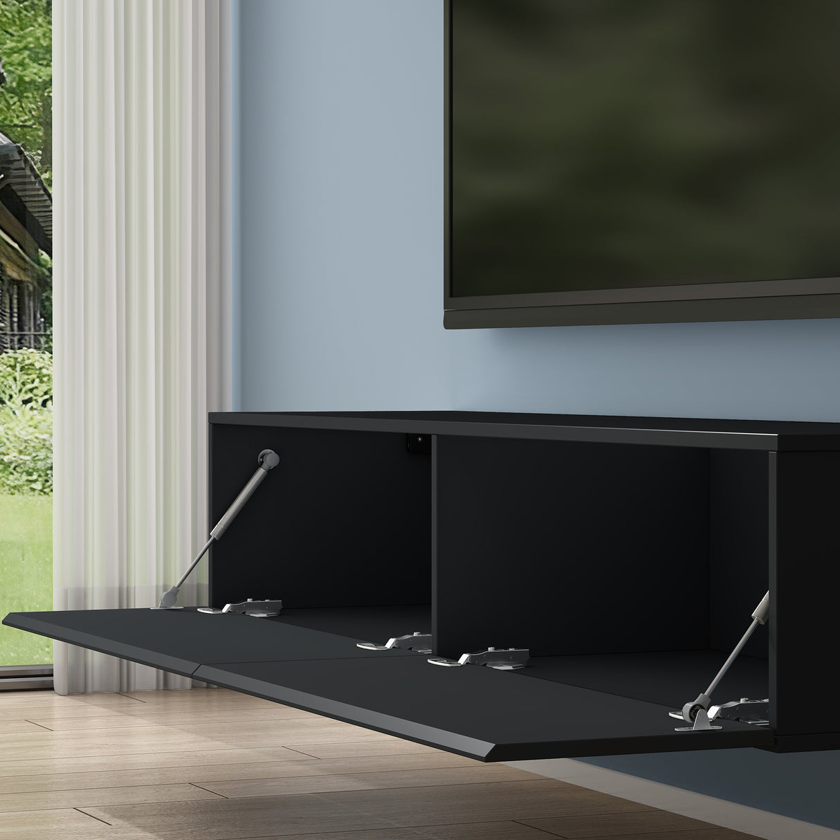Table TV glasvilla Meuble TV Meuble TV Poignée dissimulée avec fermeture en douceur Meuble mural bas pour salon Meuble TV02