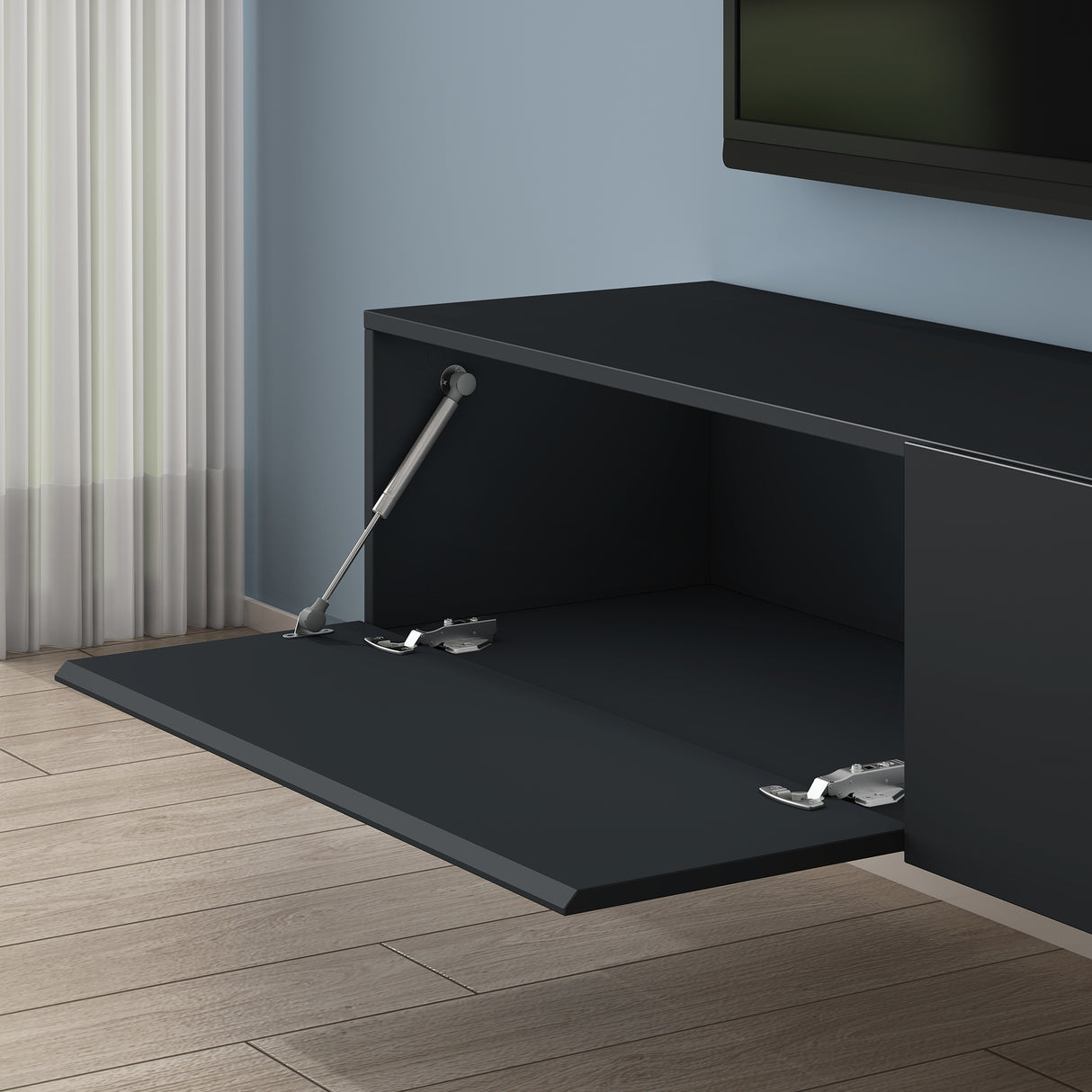 Table TV glasvilla Meuble TV Meuble TV Poignée dissimulée avec fermeture en douceur Meuble mural bas pour salon Meuble TV02