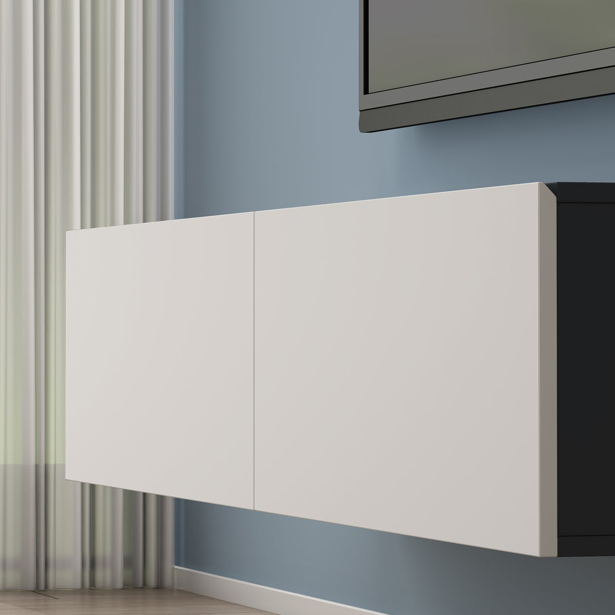 Table TV glasvilla Meuble TV Meuble TV Poignée dissimulée avec fermeture en douceur Meuble mural bas pour salon Meuble TV02