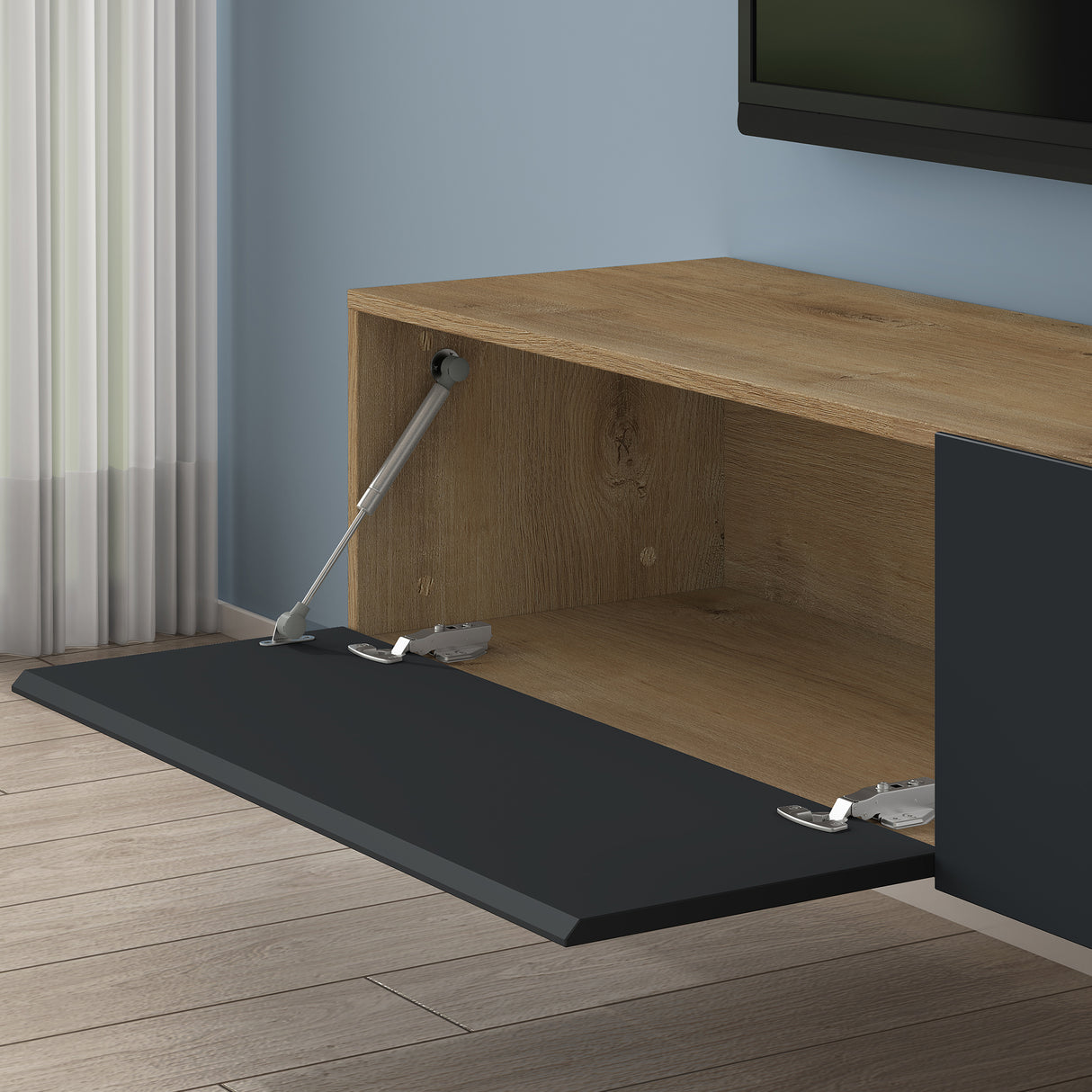 Table TV glasvilla Meuble TV Meuble TV Poignée dissimulée avec fermeture en douceur Meuble mural bas pour salon Meuble TV02