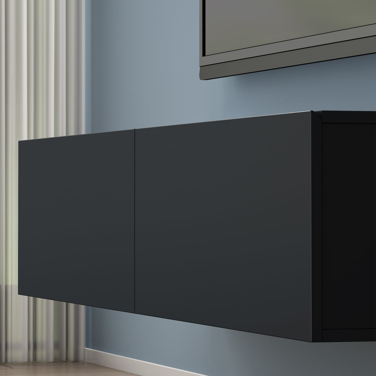 Table TV glasvilla Meuble TV Meuble TV Poignée dissimulée avec fermeture en douceur Meuble mural bas pour salon Meuble TV02