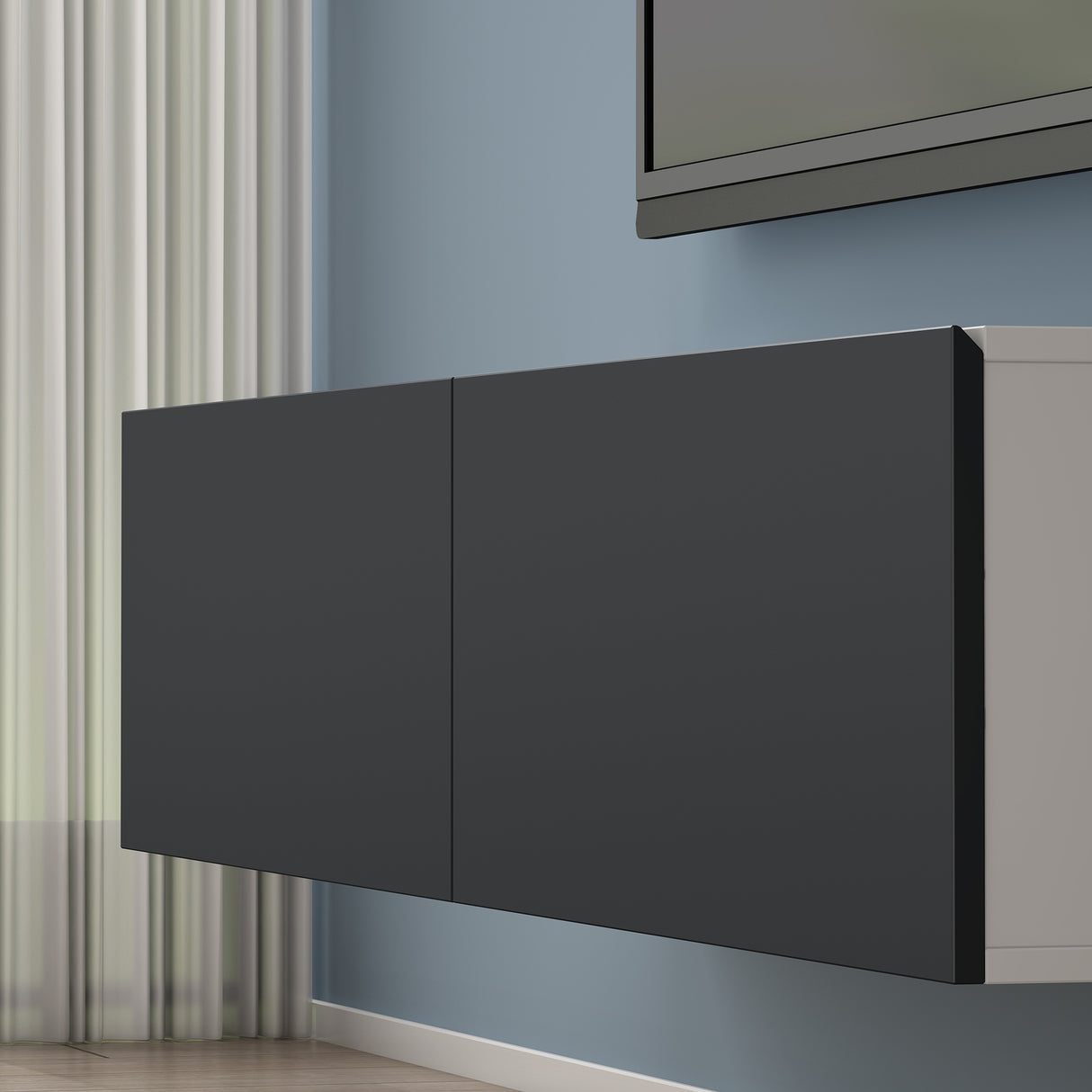 Table TV glasvilla Meuble TV Meuble TV Poignée dissimulée avec fermeture en douceur Meuble mural bas pour salon Meuble TV02