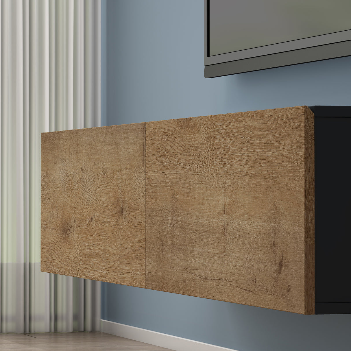 Table TV glasvilla Meuble TV Meuble TV Poignée dissimulée avec fermeture en douceur Meuble mural bas pour salon Meuble TV02