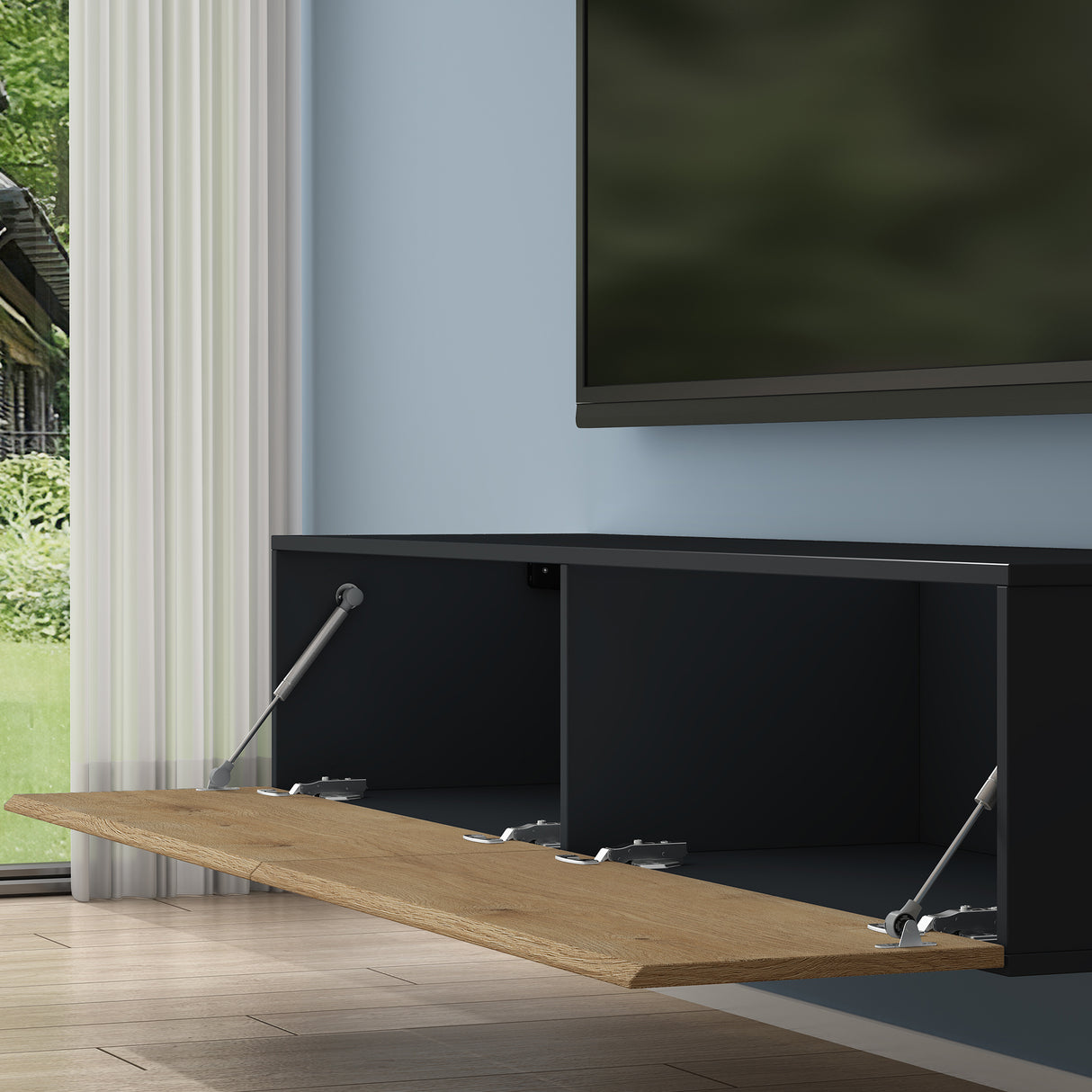 Table TV glasvilla Meuble TV Meuble TV Poignée dissimulée avec fermeture en douceur Meuble mural bas pour salon Meuble TV02