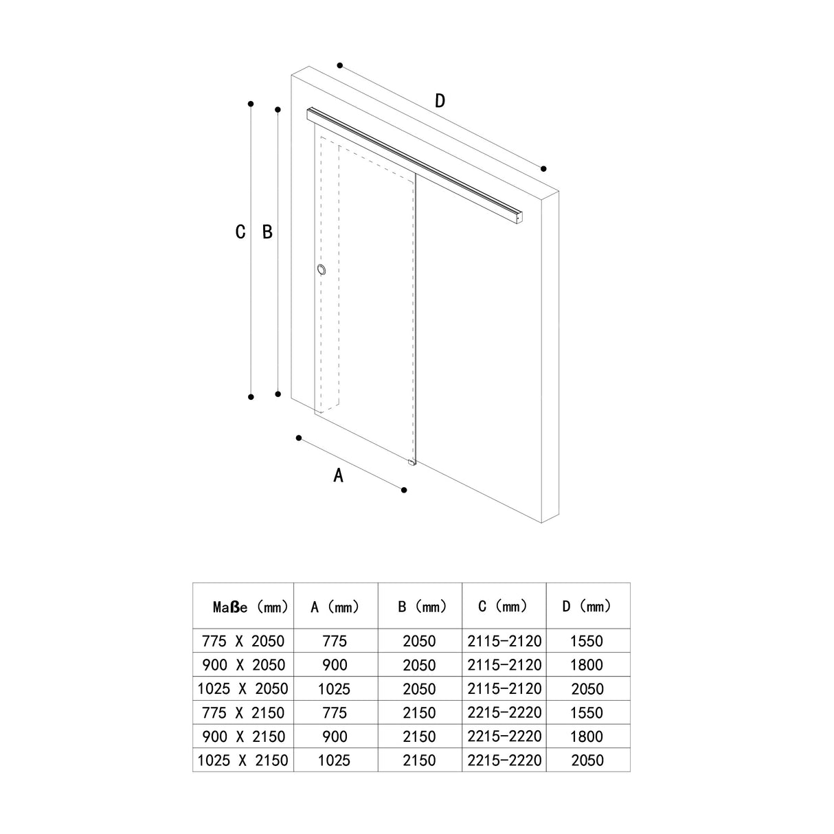 glasvilla Glasschiebetür komplettset Amalfi H: 2150mm, Griffart: Stangengriff, inkl. Softclose-Automatik, 8mm ESG-Sicherheitsglas