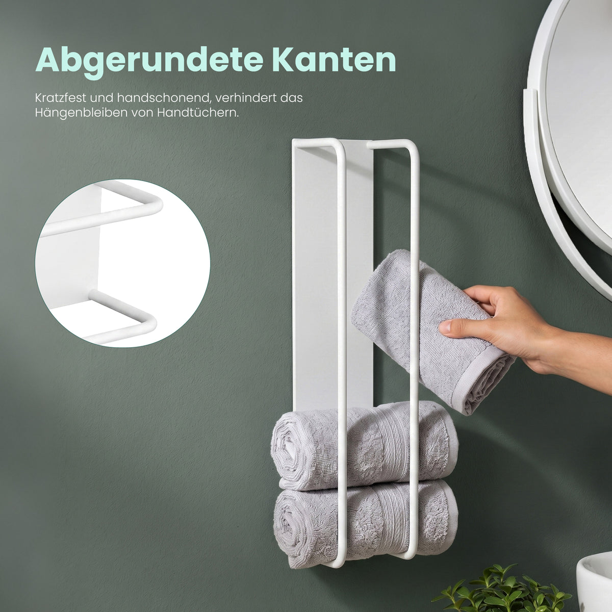 Glasvilla Handtuchhalter ohne Bohren , Badetuchhalter Selbstklebend, Handtuchaufbewahrung für Küche und Bad, Tavrin-03