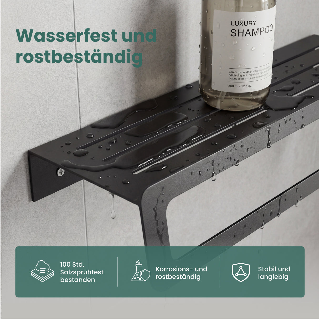 glasvilla Handtuchhalter mit Ablage , Handtuchstange Wandmontage zum Bohren oder Kleben, Handtuchaufhänger für Badezimmer und Küche Tavrin-04