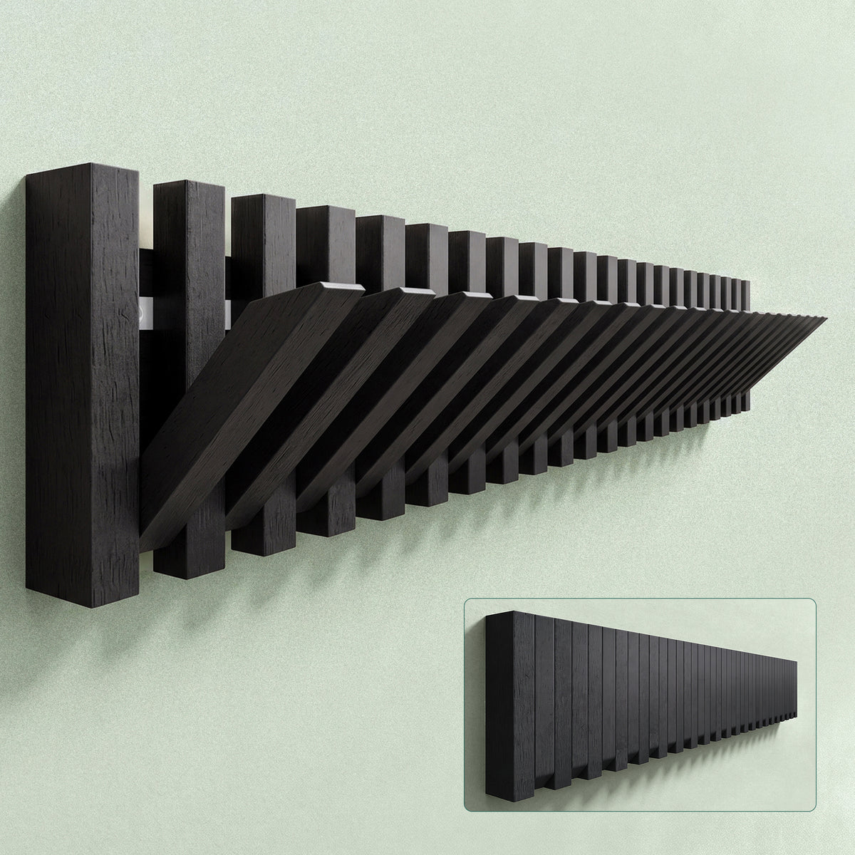 Glasvilla Design – Perchero de pared de madera con 7 ganchos magnéticos abatibles Twigro-01