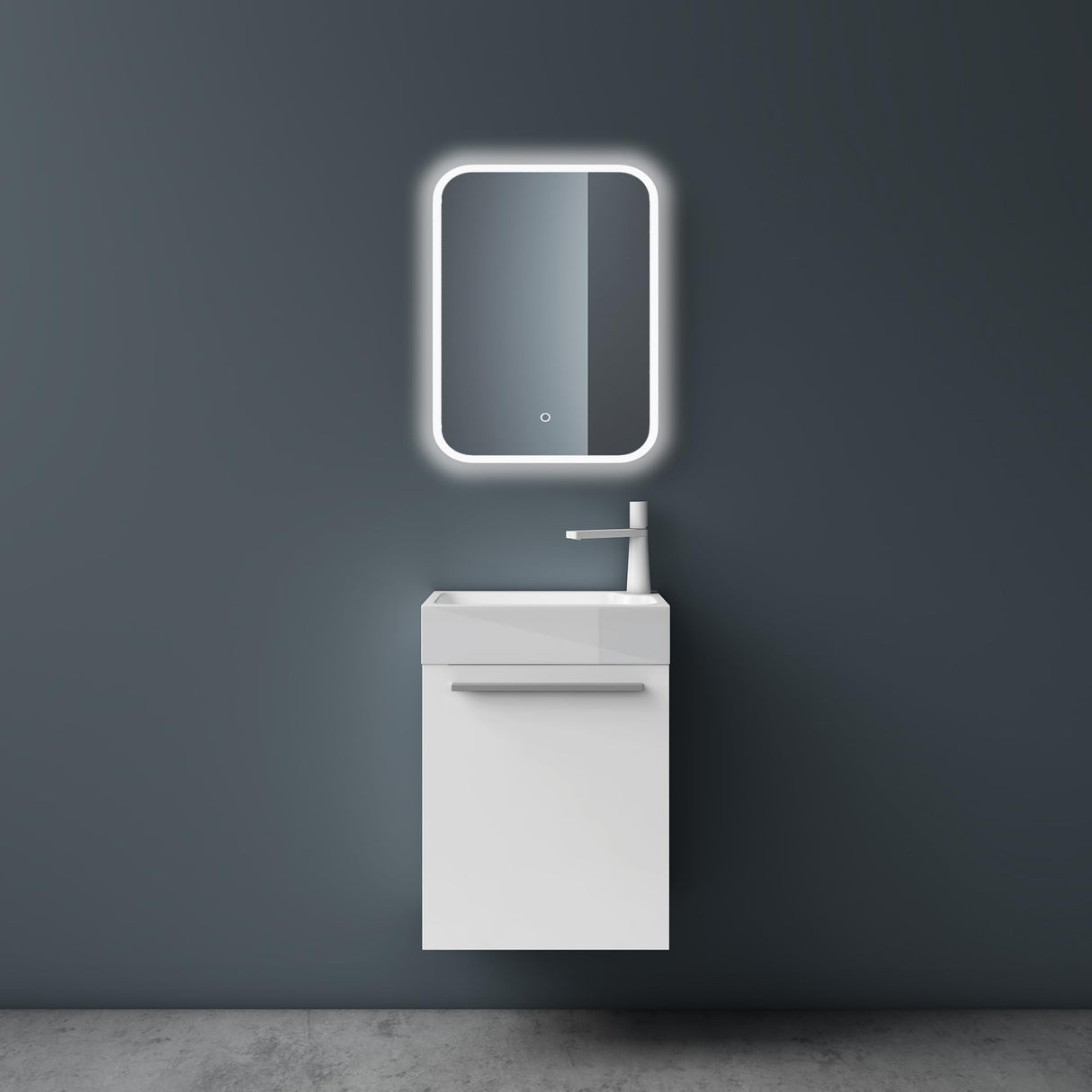 set de muebles de baño glasvilla pequeño mueble de lavabo 46 cm mueble con lavabo blanco de mineral para baño de invitados Pisa