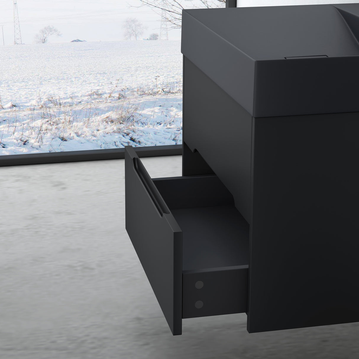 glasvilla Mobile Bagno Sospeso con Cassetti di Soft-close Mobiletto da Bagno con Lavabo da Marmo fuso Yoga