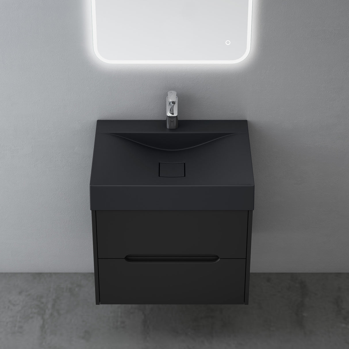 glasvilla Mobile Bagno Sospeso con Cassetti di Soft-close Mobiletto da Bagno con Lavabo da Marmo fuso Yoga