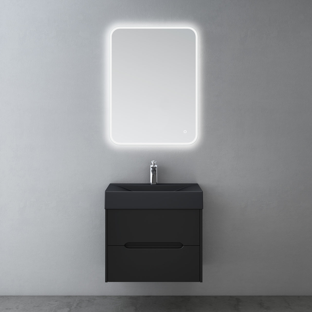 glasvilla Mobile Bagno Sospeso con Cassetti di Soft-close Mobiletto da Bagno con Lavabo da Marmo fuso Yoga