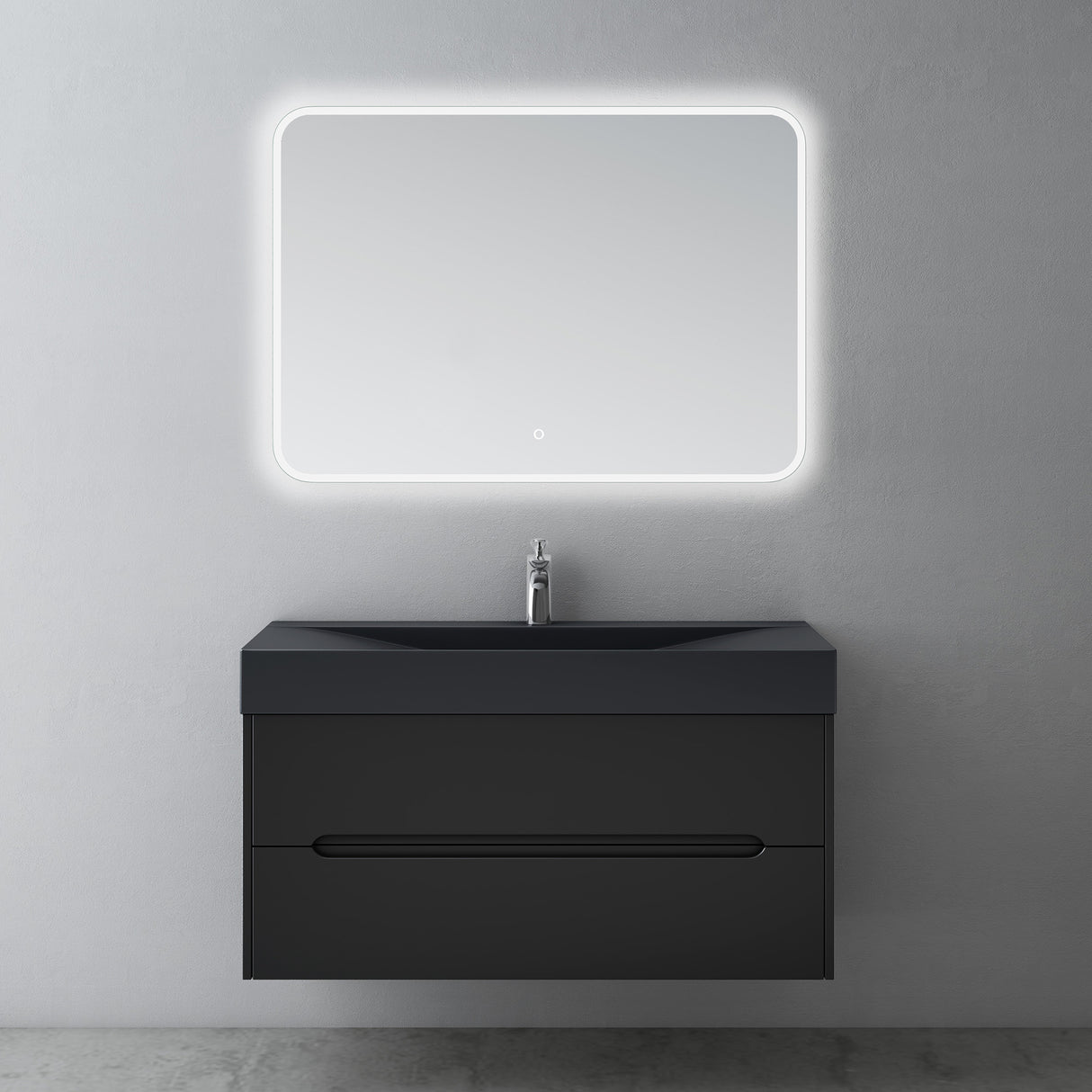 glasvilla Mobile Bagno Sospeso con Cassetti di Soft-close Mobiletto da Bagno con Lavabo da Marmo fuso Yoga