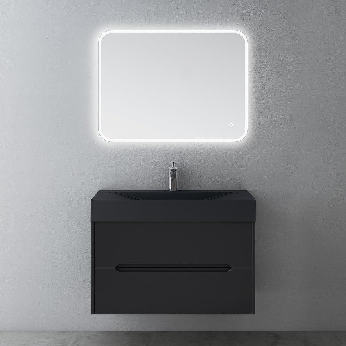 glasvilla Mobile Bagno Sospeso con Cassetti di Soft-close Mobiletto da Bagno con Lavabo da Marmo fuso Yoga