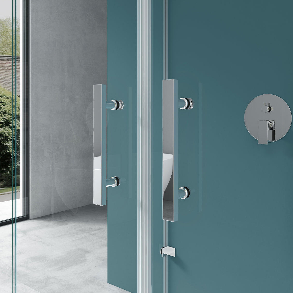 glasvilla Box Doccia a U, Cabina Bagno in Vetro Trasparente 8mm con Porta Girevole Box Cabina Doccia Angolare Ravenna40UK