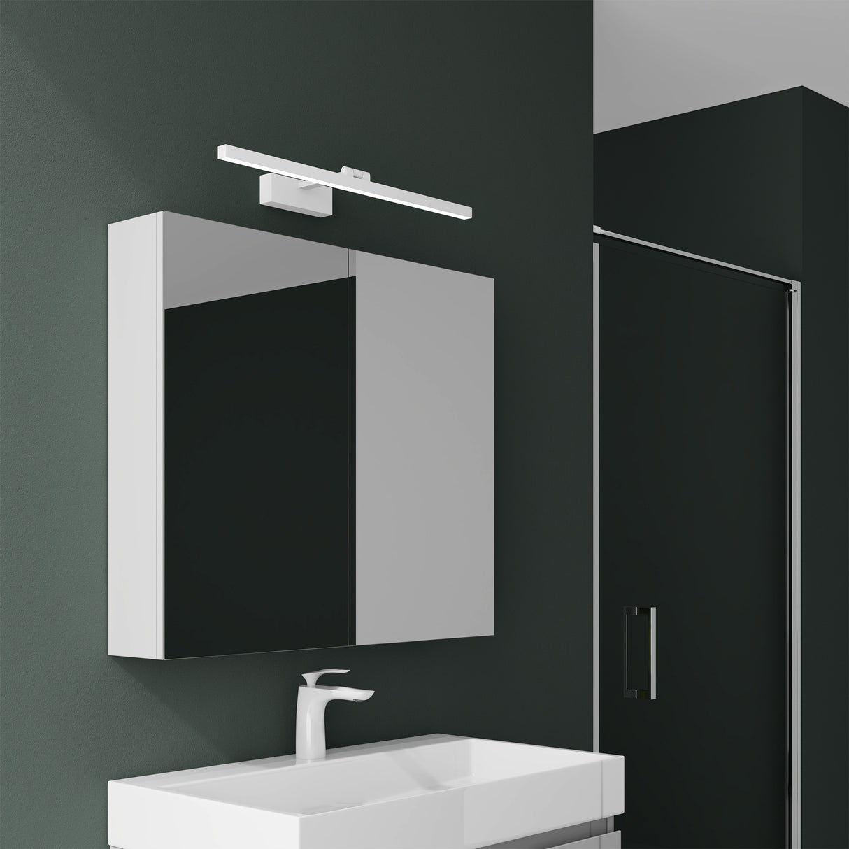 glasvilla Spiegelschrank mit Spiegellampe Badezimmerschrank Spiegelleuchte 180° Drehbar LED Badlampe Strahlenschön