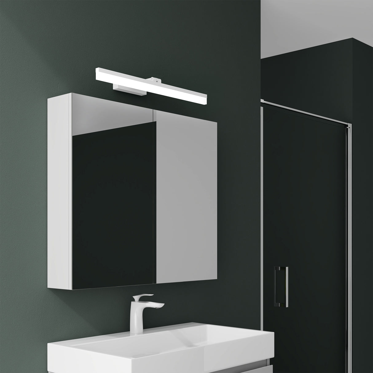 glasvilla Armadietto a Specchio con Lampada da Specchio LED per Bagno, Specchiera Bagno Mobilettto da Parete con Luce a Specchio Girevole a 180° Luxaris