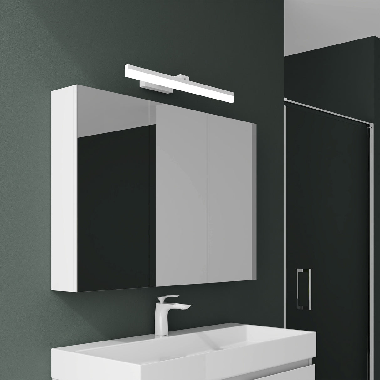 glasvilla Armadietto a Specchio con Lampada da Specchio LED per Bagno, Specchiera Bagno Mobilettto da Parete con Luce a Specchio Girevole a 180° Luxaris