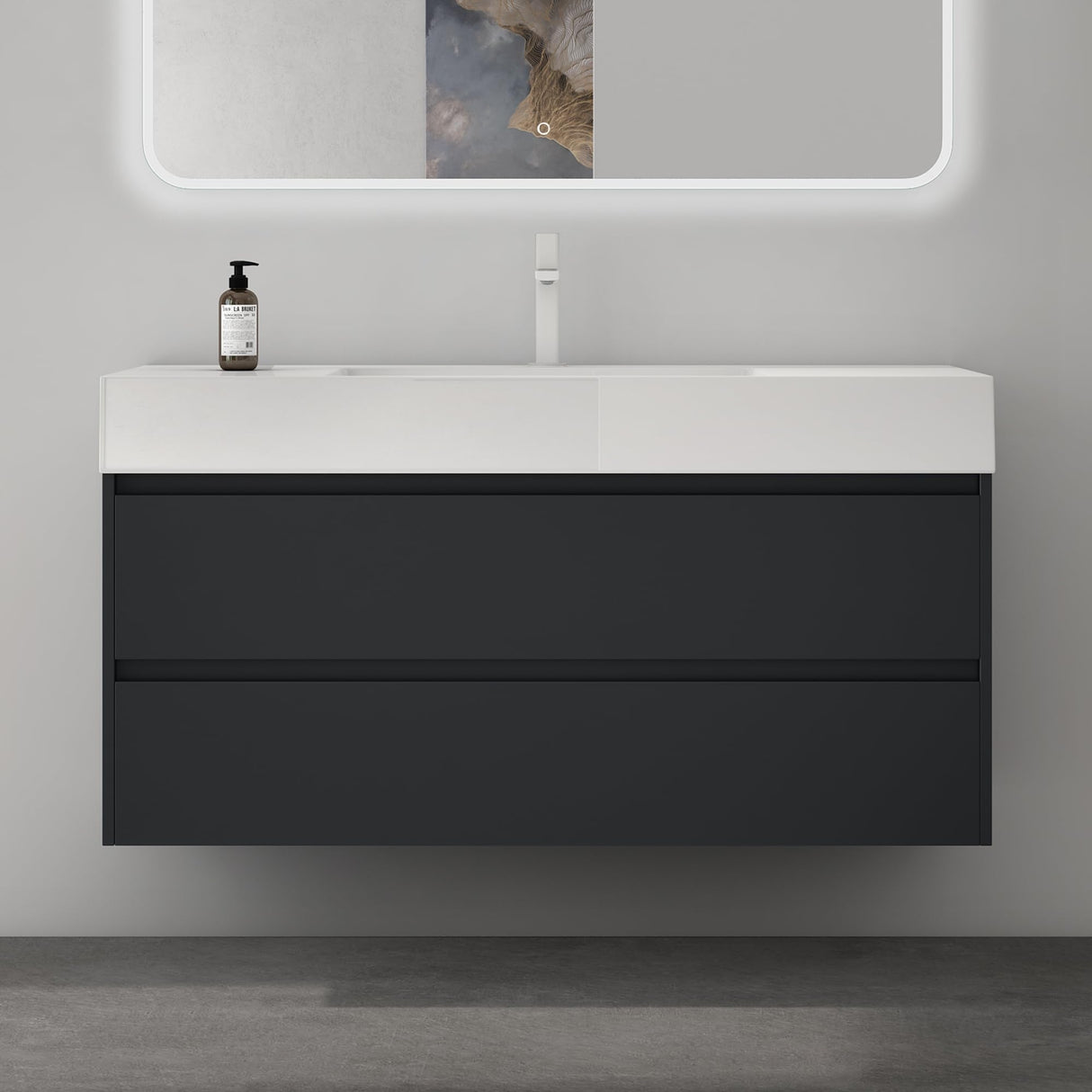 glasvilla Mobile Bagno Sospeso 120x48x63cm con 2 cassetti Mobile da Bagno con Lavabo Deep
