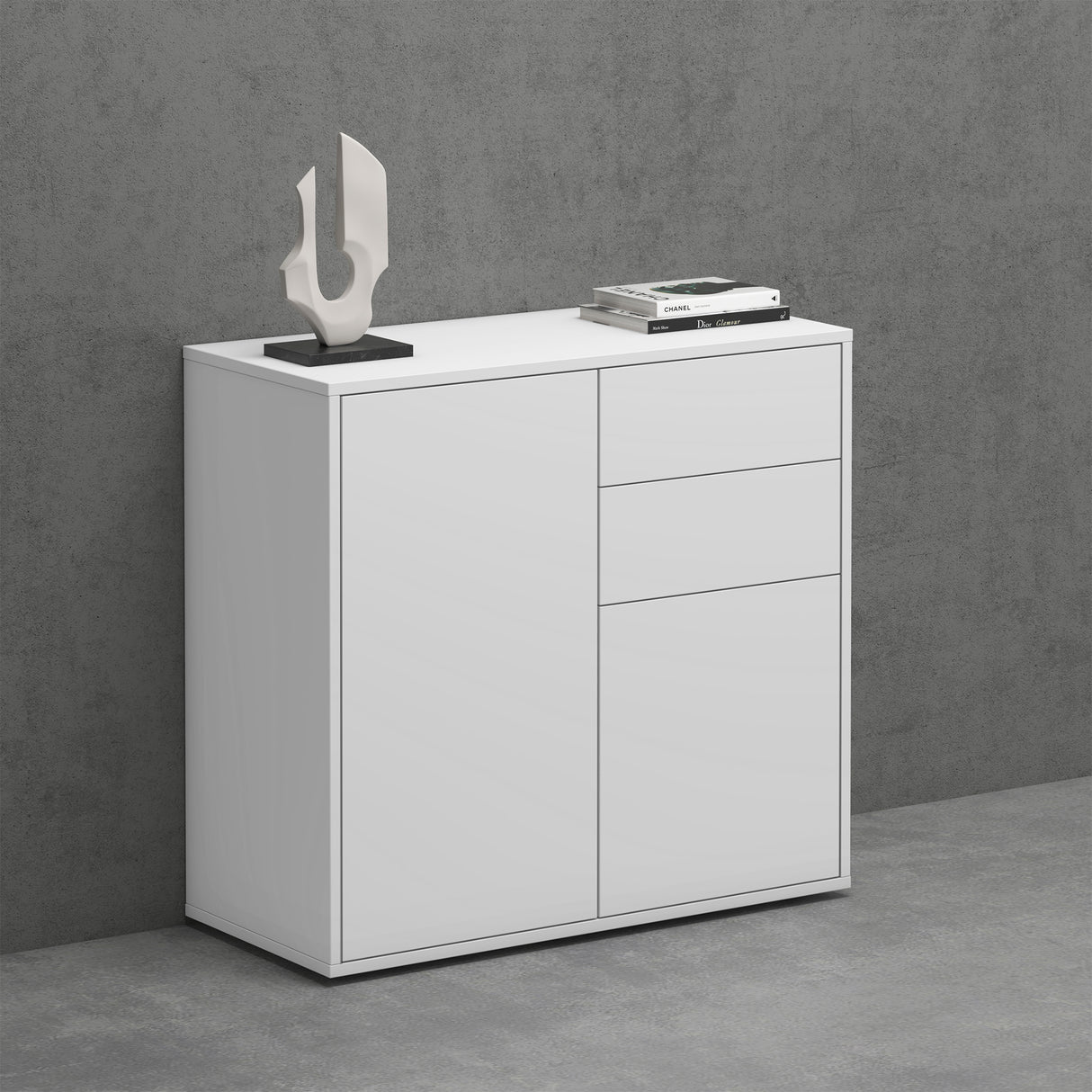 glasvilla Mobile Contenitore con 2 Ante e 2 Cassetti Mobiletto Bagno per Soggiorno, Sala da Pranzo, Camera da Letto Schrank05