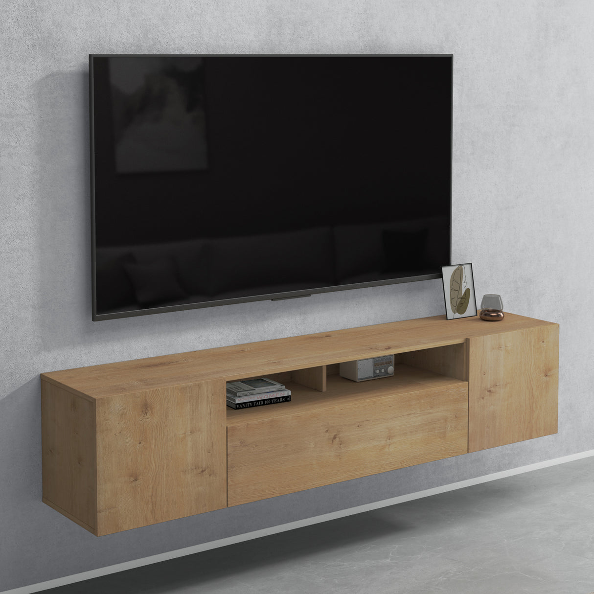 glasvilla Mobile TV per Televisore con 3 Ante Armadietto Basso Soft-close per Soggiorno, Sala da Pranzo, Camera da Letto Fernsehschrank03