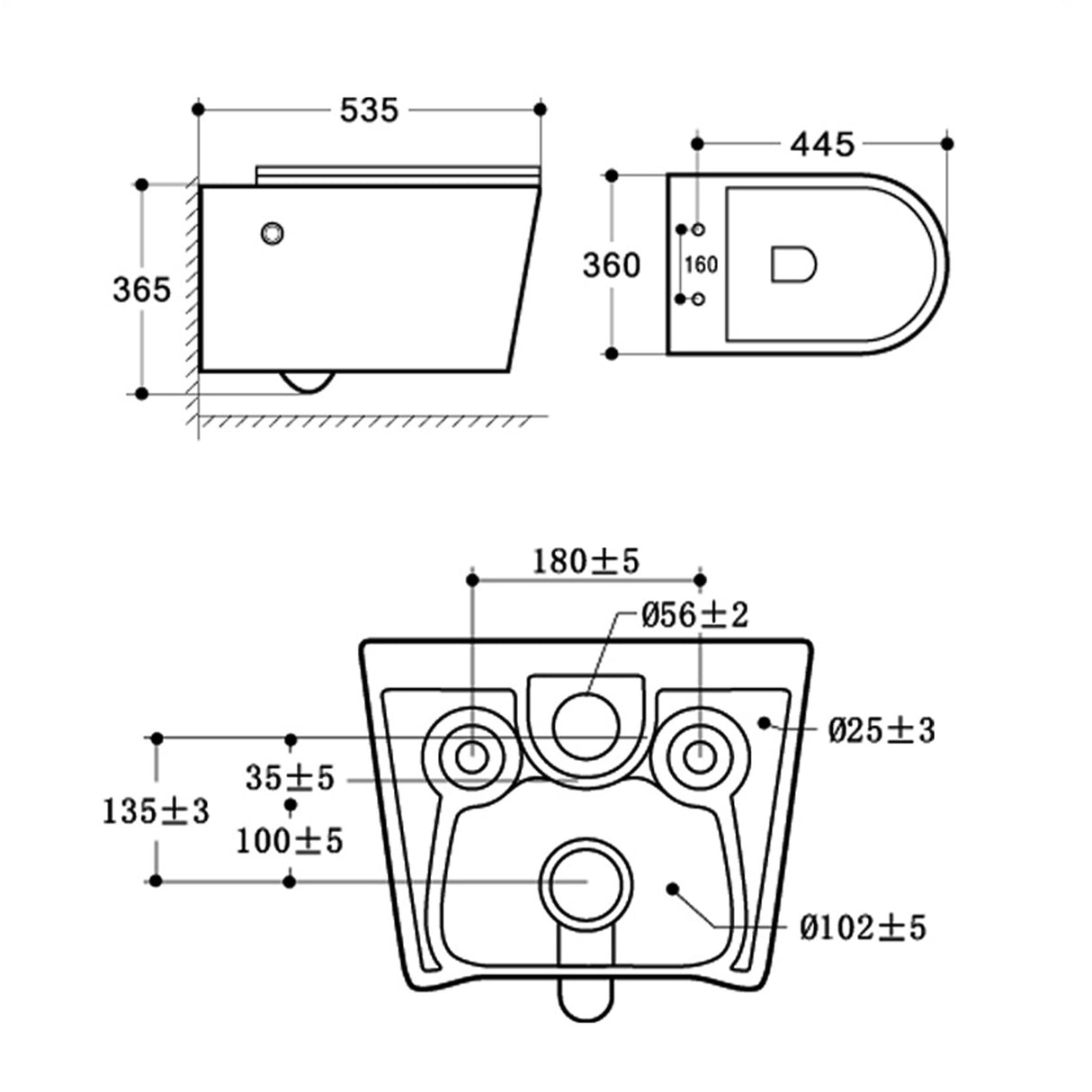 WC suspendu Glasvilla WC mural WC sans bride blanc en céramique mural avec abaissement automatique Aachen601