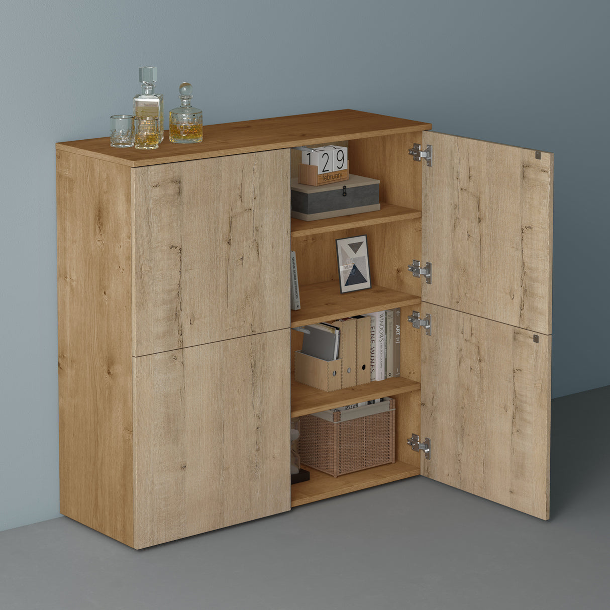 Commode de rangement à 4 portes, buffet, meuble polyvalent, meuble de rangement Glasvilla Schrank04