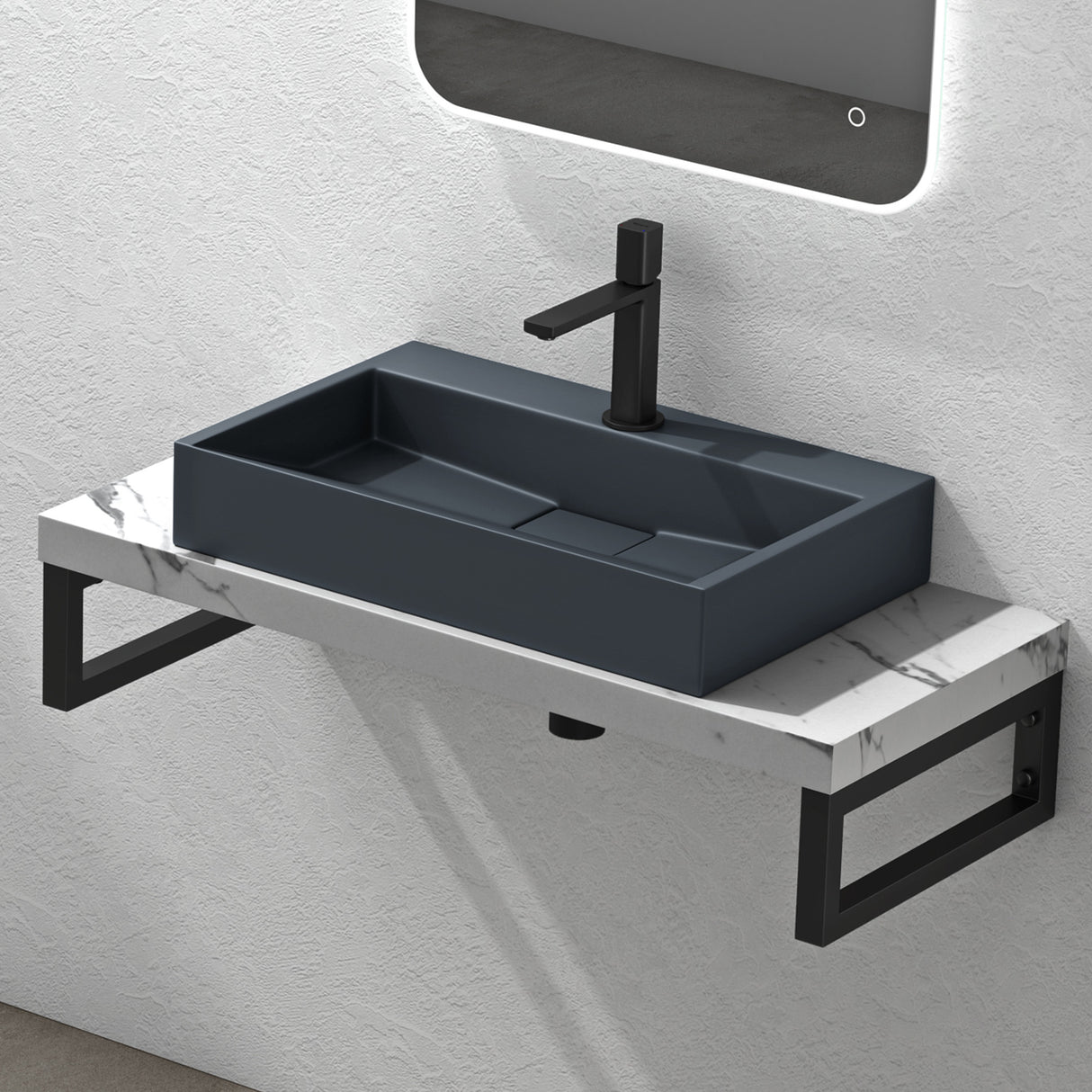 Lavabo Glasvilla Col19 Mineralguss moderno con válvula incluida