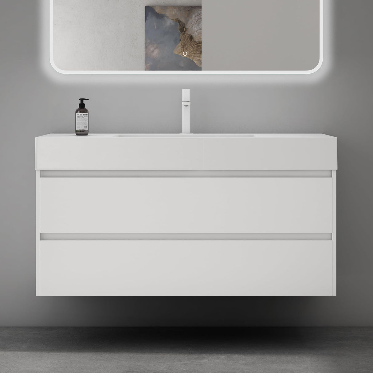 glasvilla Mobile Bagno Sospeso 120x48x63cm con 2 cassetti Mobile da Bagno con Lavabo Deep