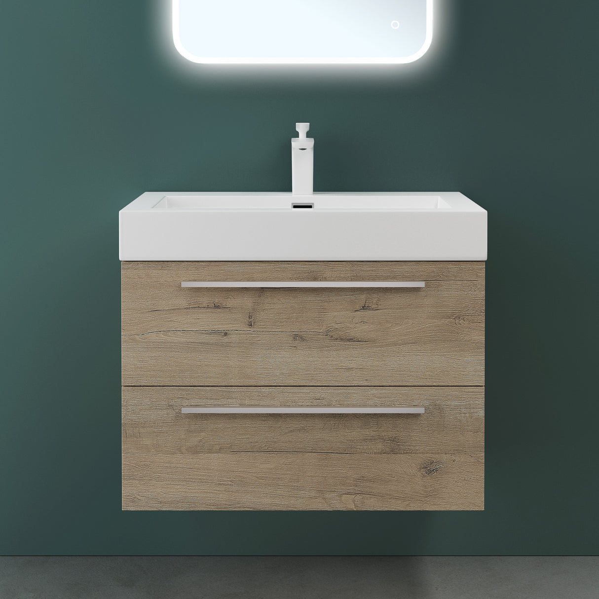 glasvilla Mobile Bagno Sospeso con Lavabo da Marmo Fuso Mobiletto per Bagno con Lavabo Quadratto