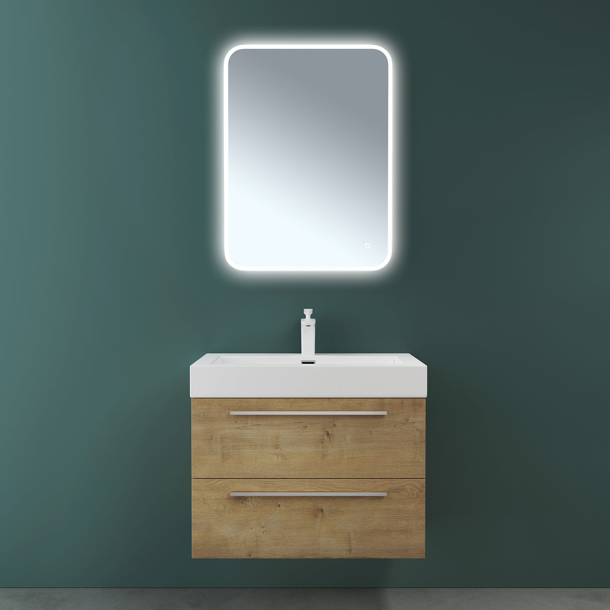 glasvilla Mobile Bagno Sospeso con Lavabo da Marmo Fuso Mobiletto per Bagno con Lavabo Quadratto