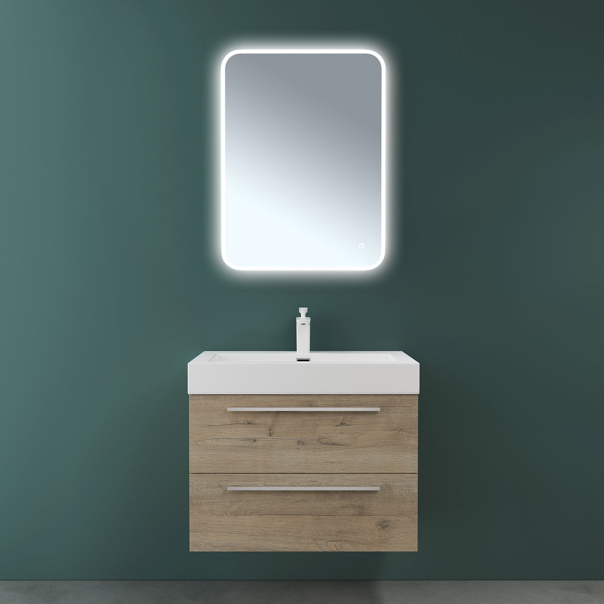 glasvilla Mobile Bagno Sospeso con Lavabo da Marmo Fuso Mobiletto per Bagno con Lavabo Quadratto