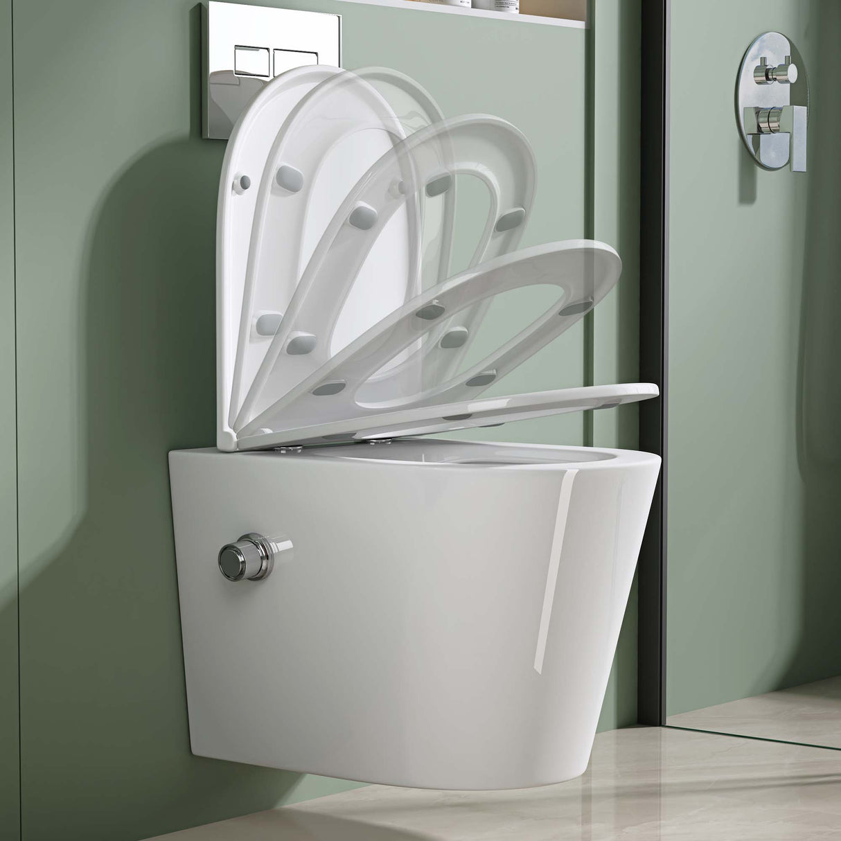 WC suspendu Glasvilla WC mural WC sans bride blanc en céramique mural avec abaissement automatique Aachen601