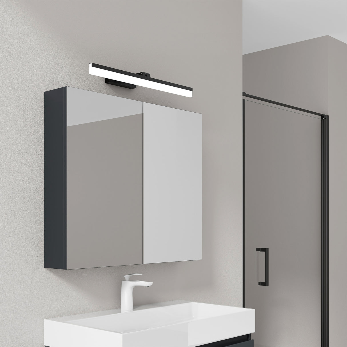 glasvilla Armadietto a Specchio con Lampada da Specchio LED per Bagno, Specchiera Bagno Mobilettto da Parete con Luce a Specchio Girevole a 180° Luxaris