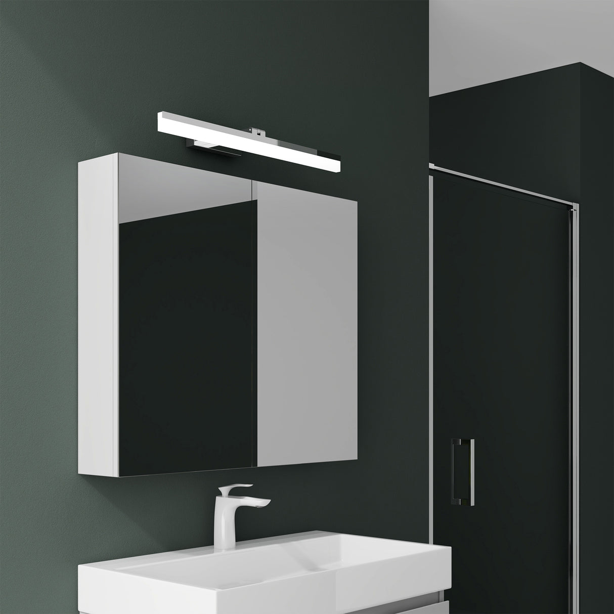 glasvilla Armadietto a Specchio con Lampada da Specchio LED per Bagno, Specchiera Bagno Mobilettto da Parete con Luce a Specchio Girevole a 180° Luxaris