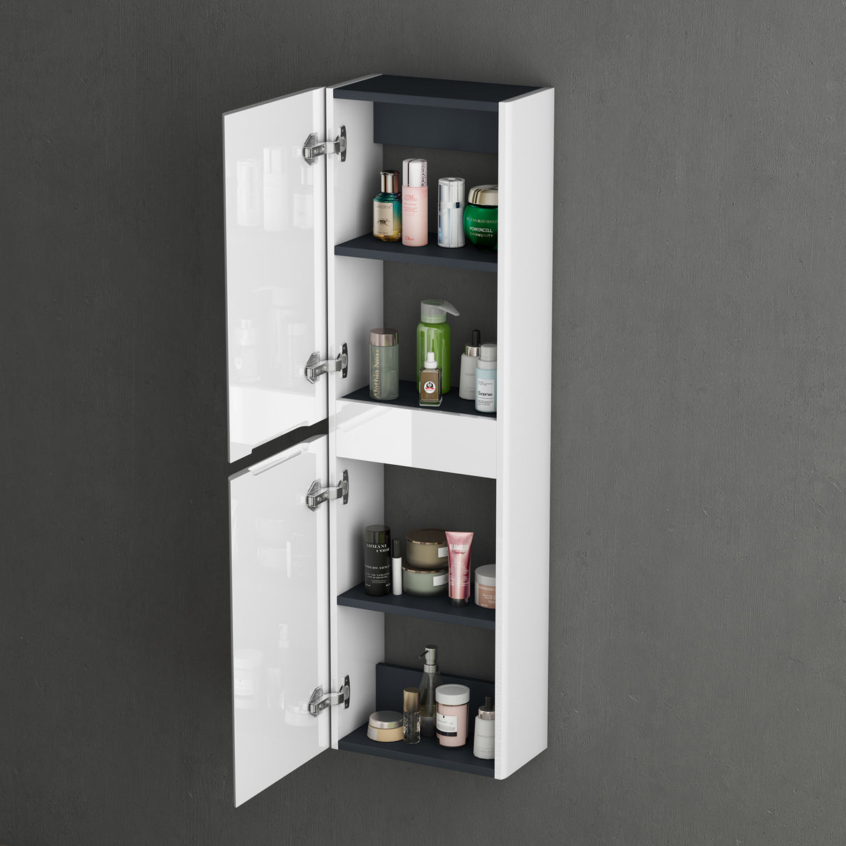 glasvilla Mobile Bagno Colonna con 2 Ante e 4 Vani Mobiletto Alto da Bagno Multiuso 35x20 cm, Armadietto Colonna per Bagno Lucca