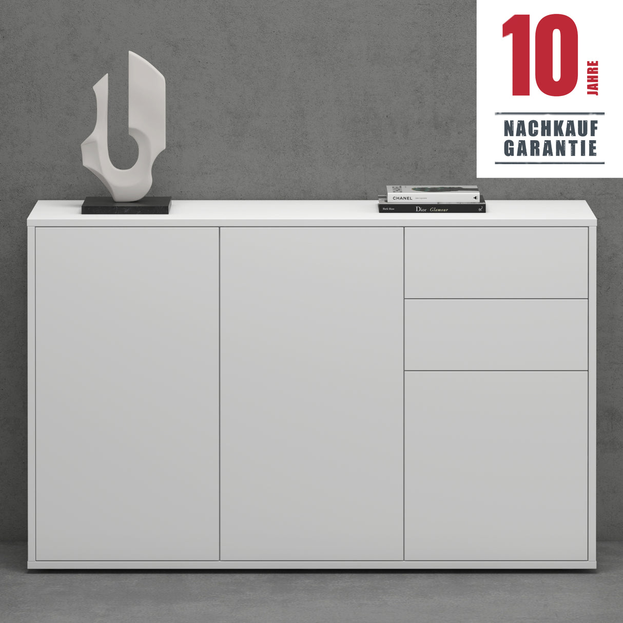 glasvilla Mobile Contenitore con 2 Ante e 2 Cassetti Mobiletto Bagno per Soggiorno, Sala da Pranzo, Camera da Letto Schrank05