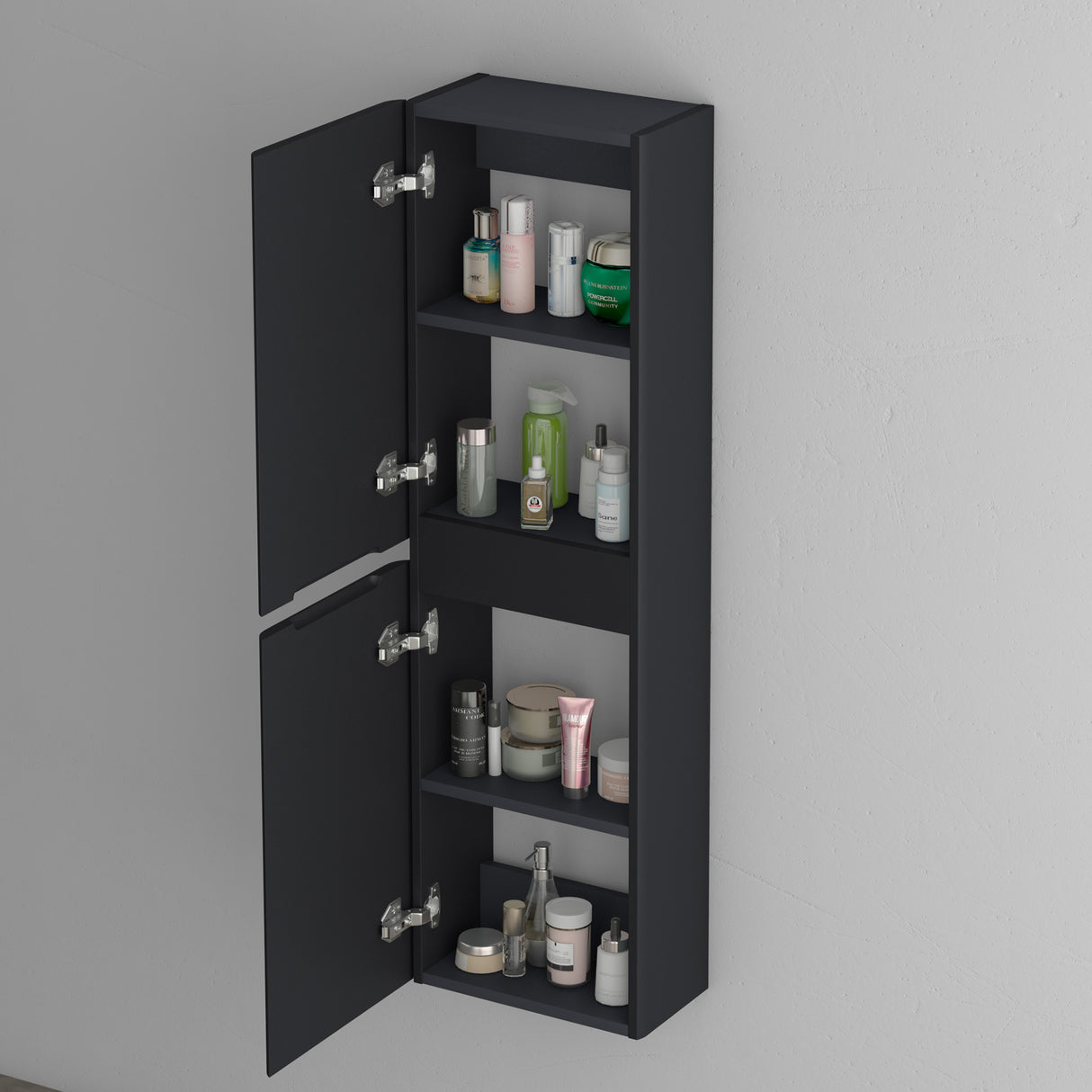 glasvilla Mobile Bagno Colonna con 2 Ante e 4 Vani Mobiletto Alto da Bagno Multiuso 35x20 cm, Armadietto Colonna per Bagno Lucca