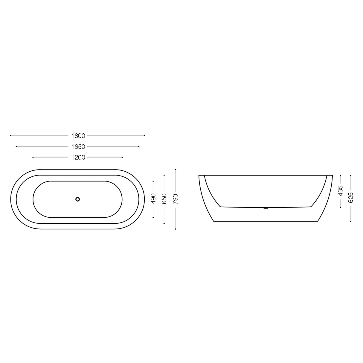 Baignoire îlot ovale en acrylique Glasvilla avec bonde escamotable, blanche, 170 x 75 x 58 cm, Vicenza519