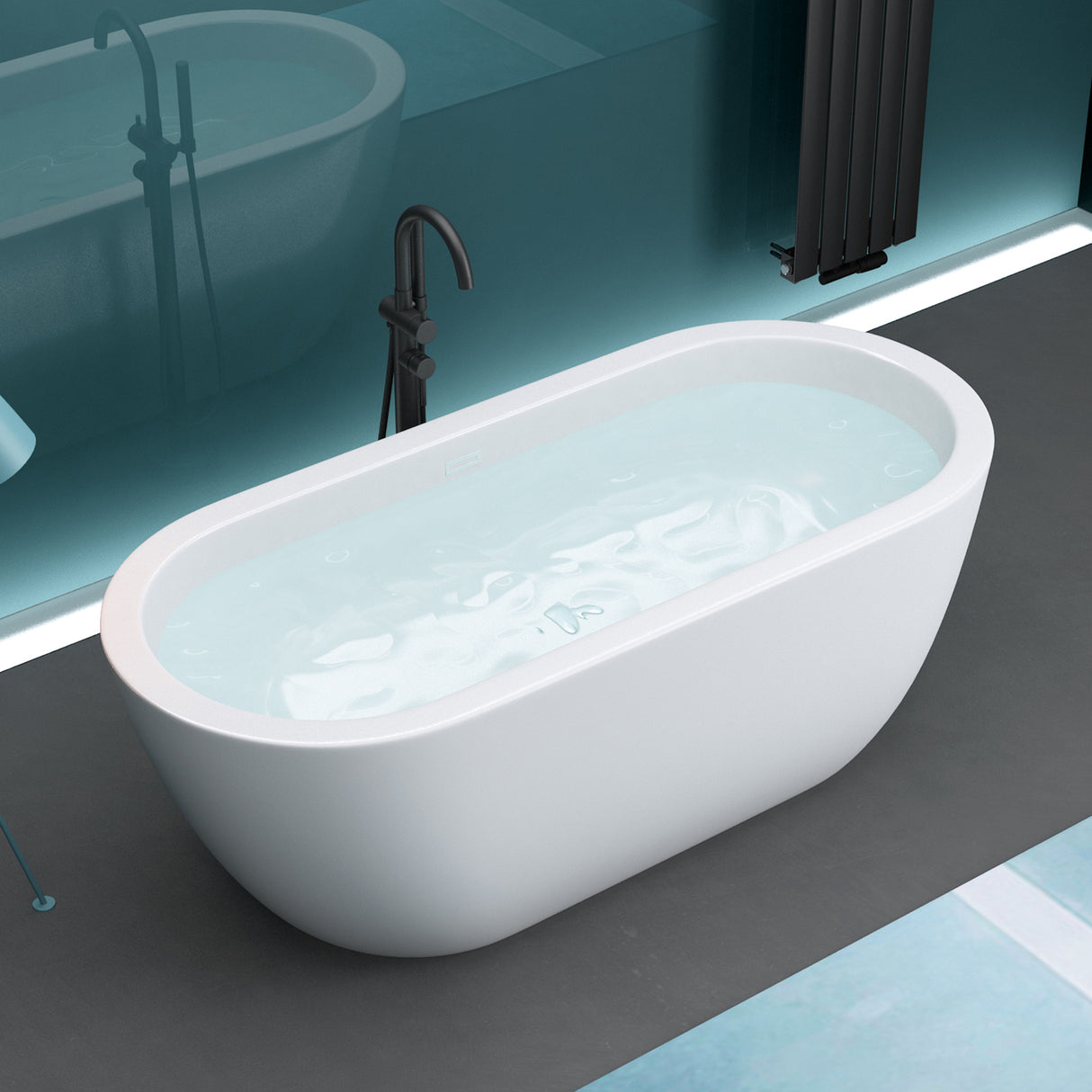 Baignoire îlot ovale en acrylique Glasvilla avec bonde escamotable, blanche, 170 x 75 x 58 cm, Vicenza519