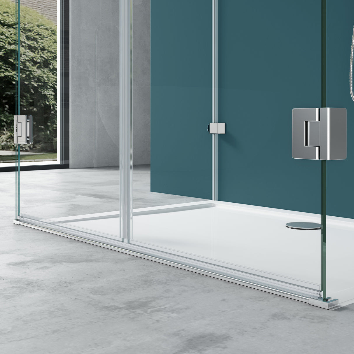 glasvilla Box Doccia a U, Cabina Bagno in Vetro Trasparente 8mm con Porta Girevole Box Cabina Doccia Angolare Ravenna40UK